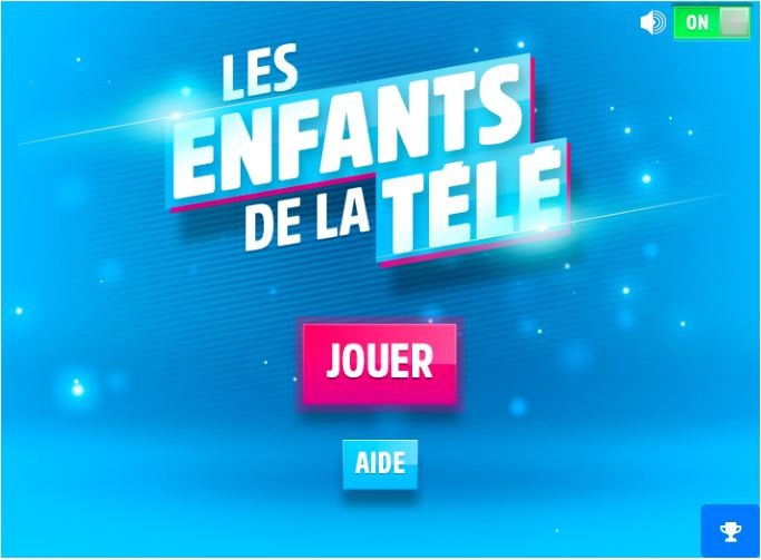 Page d'accueil du jeu célébrités Enfants de la TV