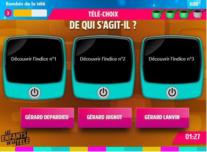 Dernière étape du jeu de quiz sur les people Enfants de la Télé